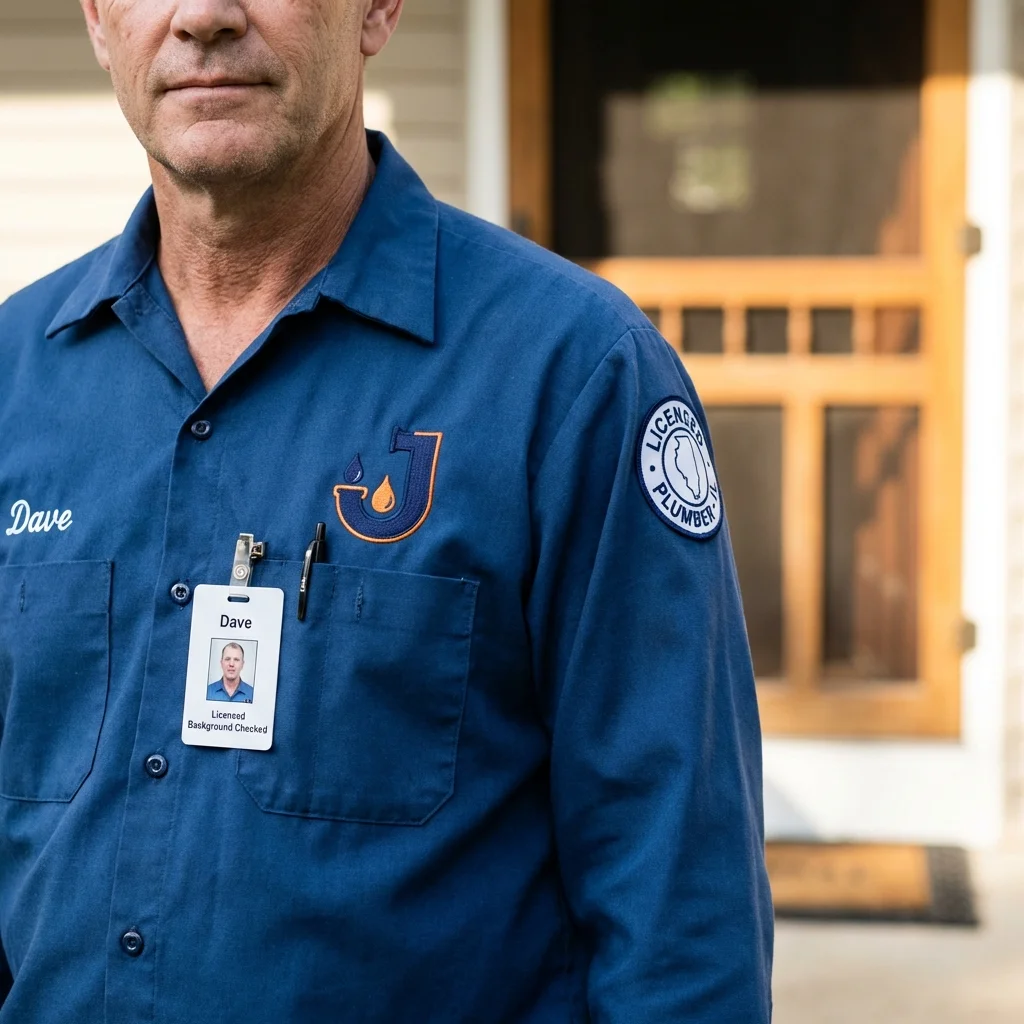 Licensed plumber showing ID badge in Lead, SD