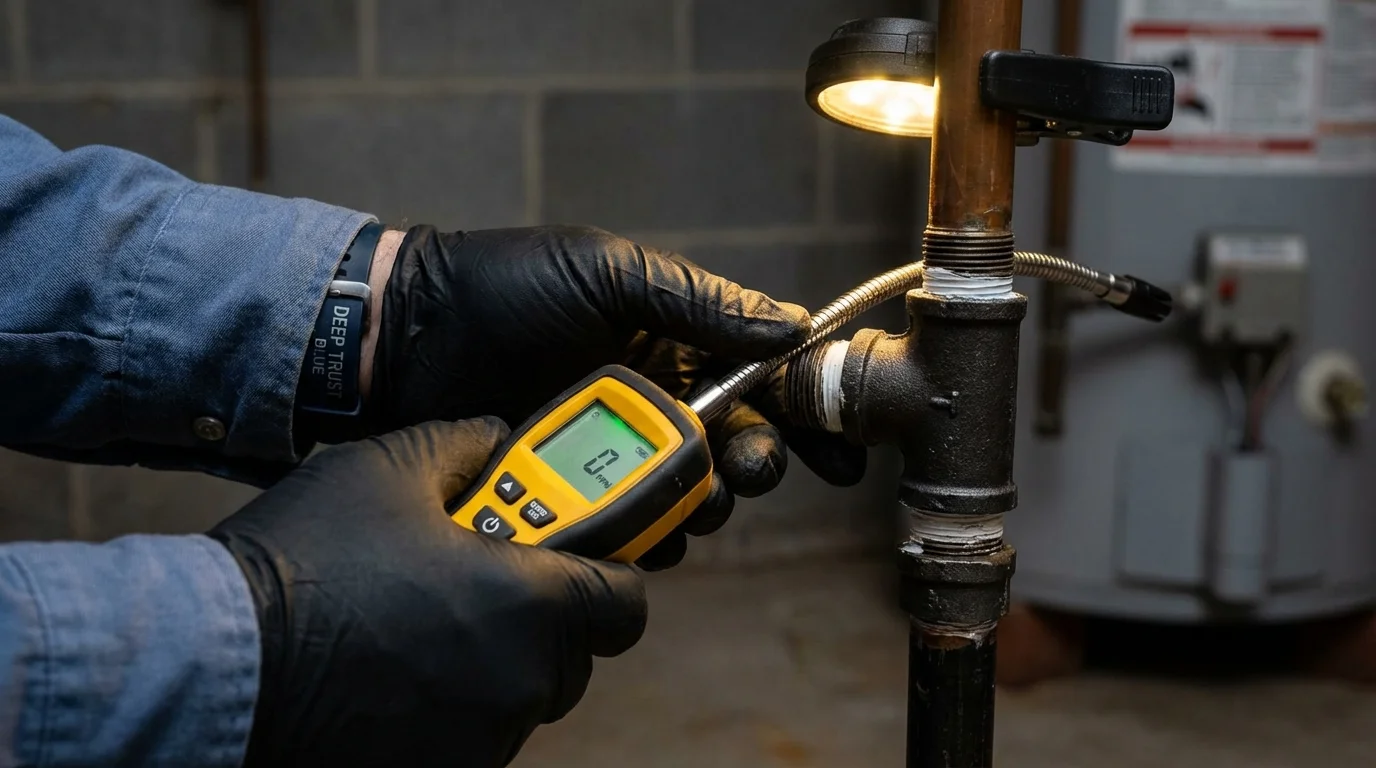 Gas leak detection with electronic sniffer by Johns Plumbing LLC in Lead