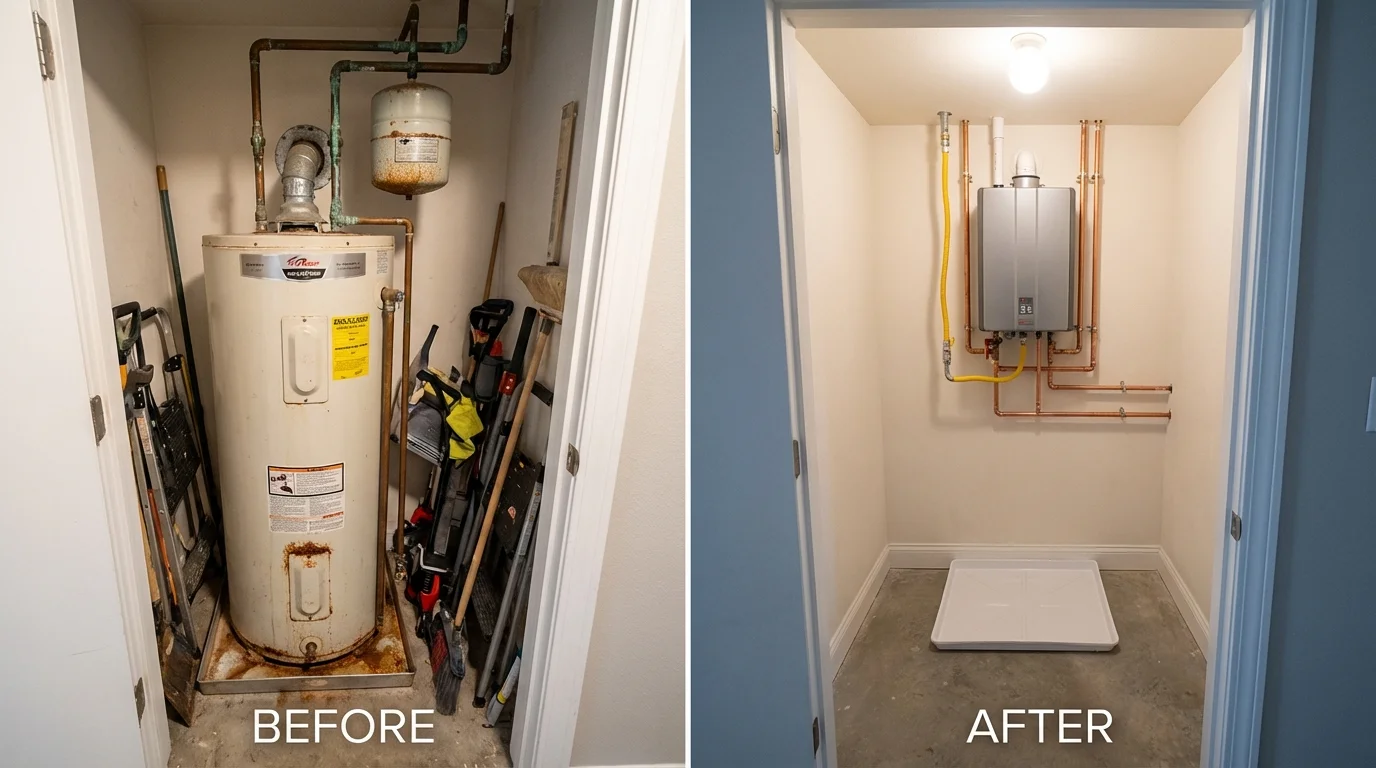 Tank water heater versus wall-mounted tankless unit comparison for Lead, SD homeowners