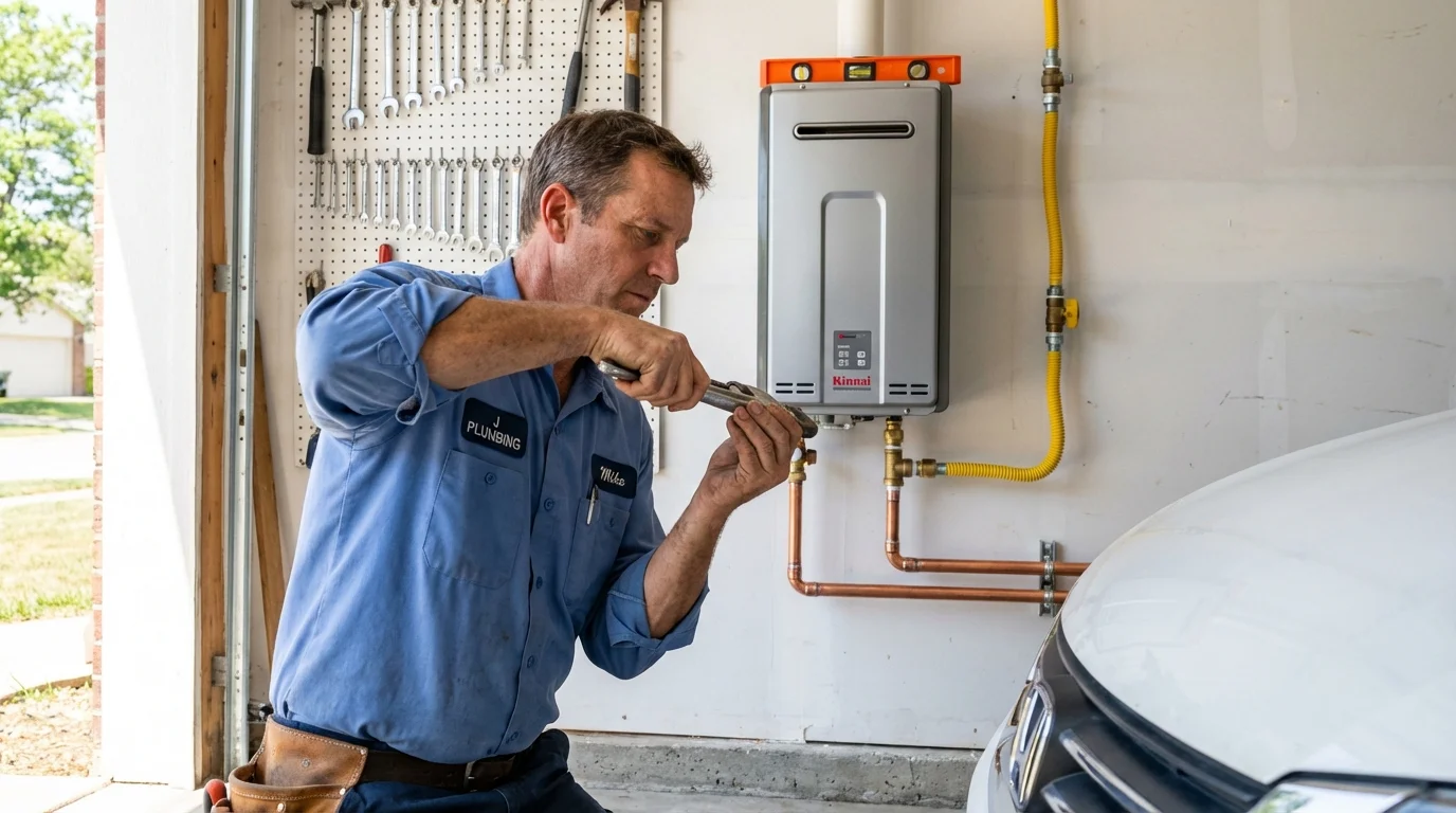 Tankless water heater installation by a Johns Plumbing LLC plumber in Lead